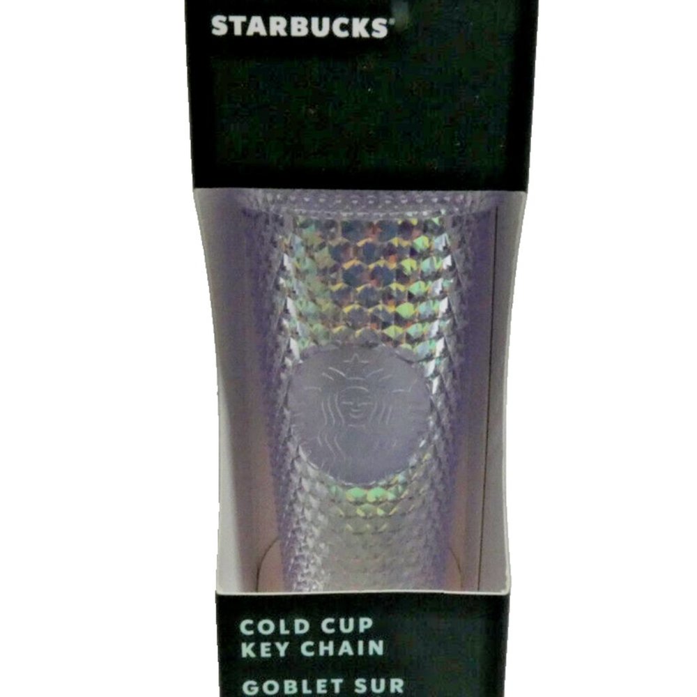 Starbucks Keychain Silver Cold Cup 2023 Shiny Jeweled Ornament New In Box NWT